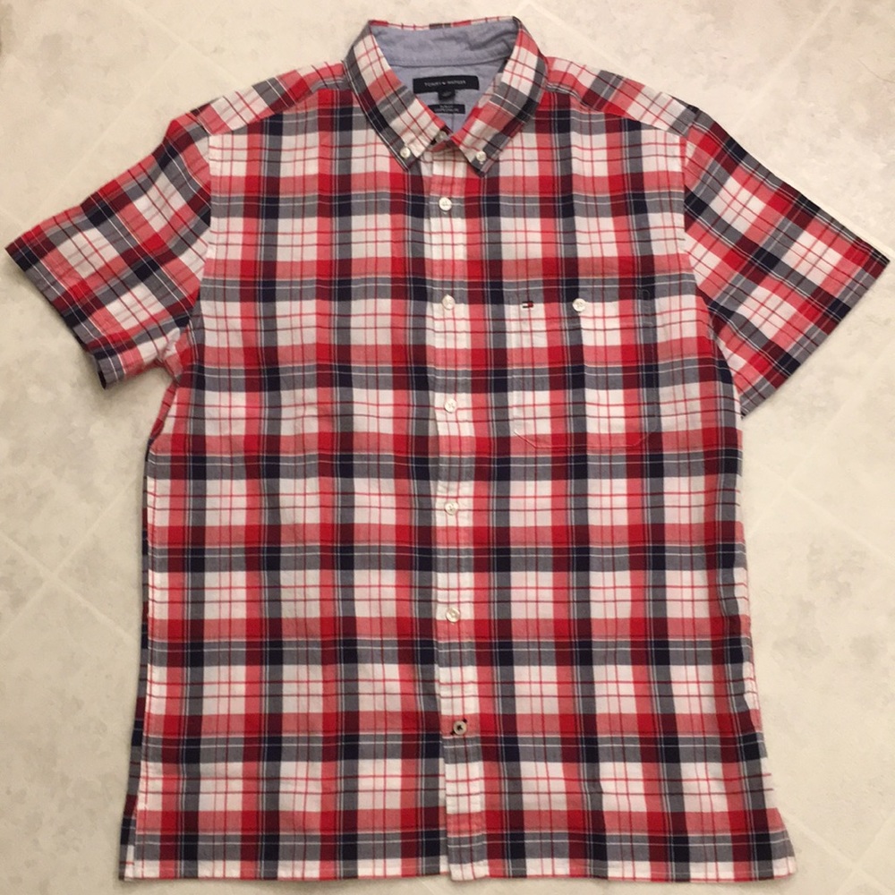 Tommy Hilfiger short sleeve button flannel shirt